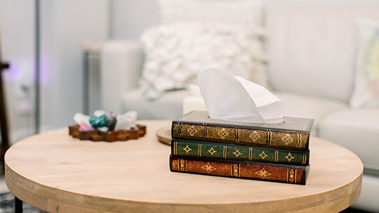 Tissue box on a table