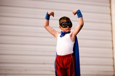 Little Boy Playing a Super Hero